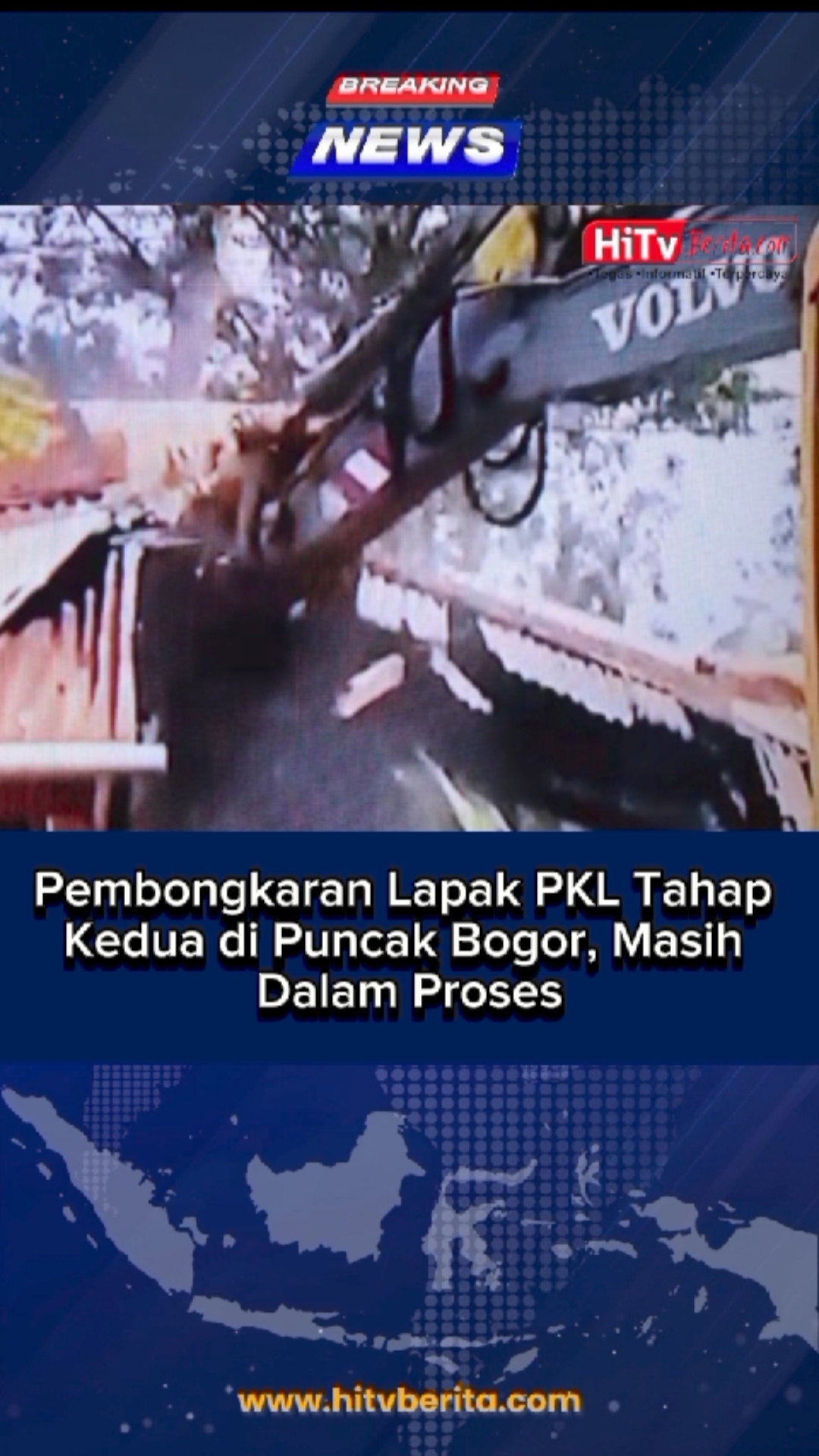 Pembongkaran Lapak PKL Tahap Kedua di Puncak Bogor