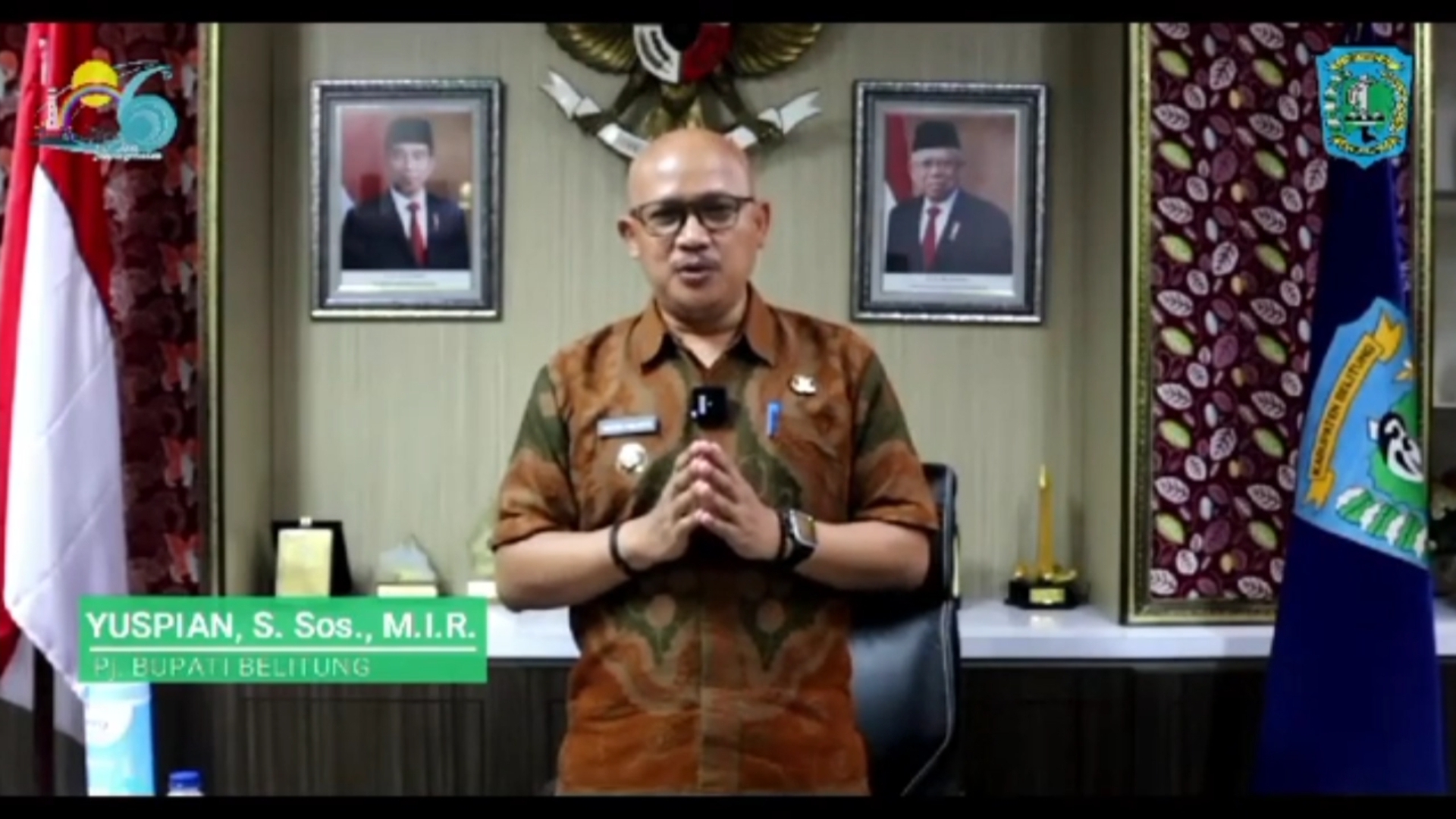 PJ BUPATI BELITUNG YUSPIAN S.Sos, M.IR MENGUCAPKAN SELAMAT HARI JADI KOTA TANJUNG PANDAN YANG KE-186