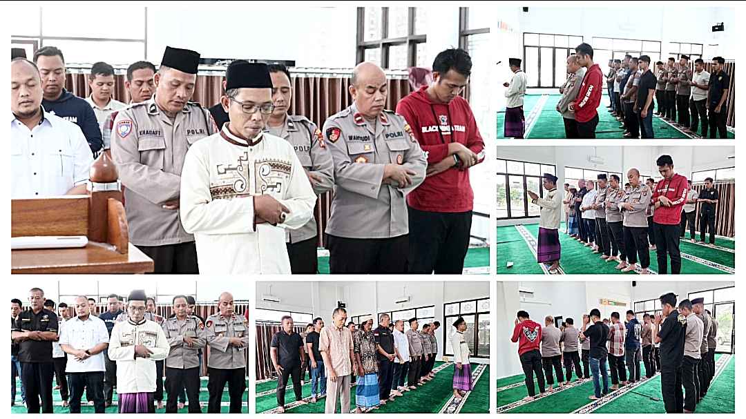Personel Polres Belitung Laksanakan Shalat Ghaib untuk Tiga Pahlawan Bhayangkara Polda Lampung