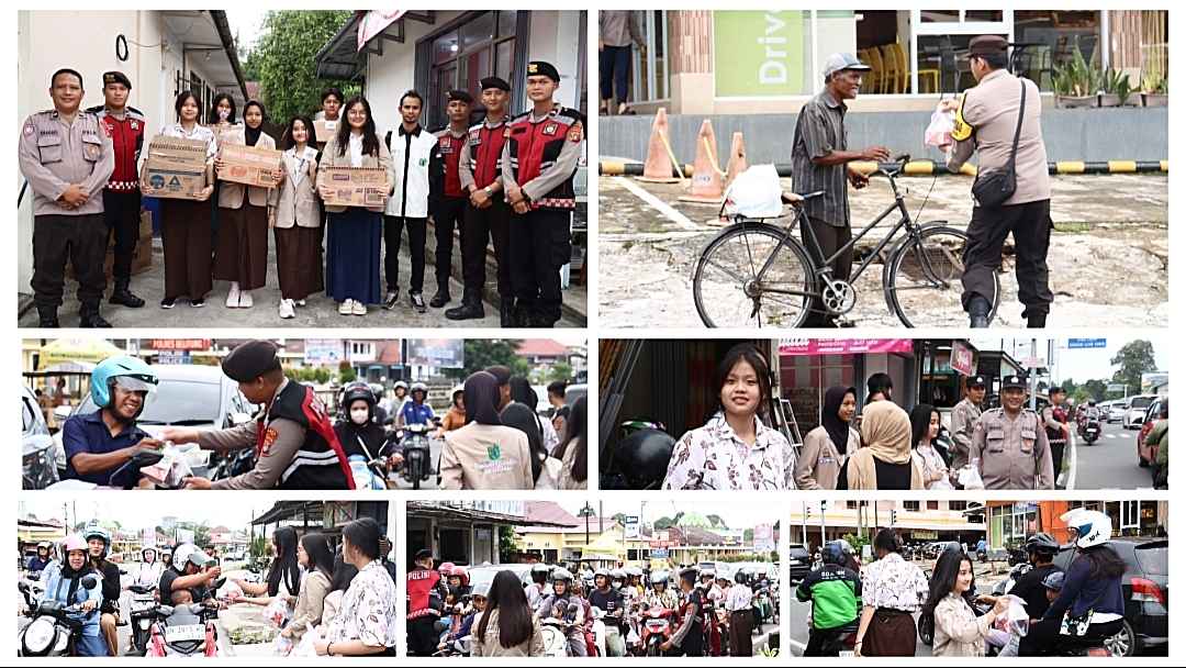 Polres Belitung Bersama Sekolah Keluarga Universal Bagikan Takjil kepada Masyarakat