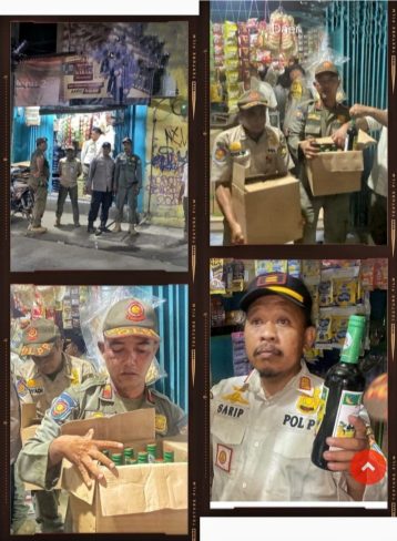 Satpol PP Cilincing Sita 31 Botol Miras Ilegal di Marunda!