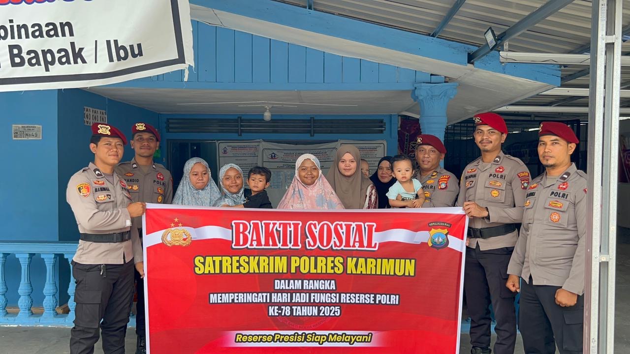 Hari Jadi Reserse ke-78, Satreskrim Polres Karimun Berbagi Bansos ke Panti Asuhan