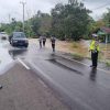 Personel Sat Lantas Polres Belitung Patroli Lokasi Rawan Banjir di Desa Perawas hingga Desa Cerucuk