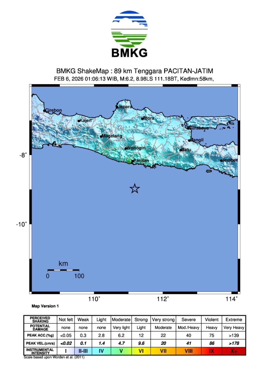 Pacitan Diguncang Gempa Magnitudo 6,4, BMKG Pastikan Tak Berpotensi Tsunami
