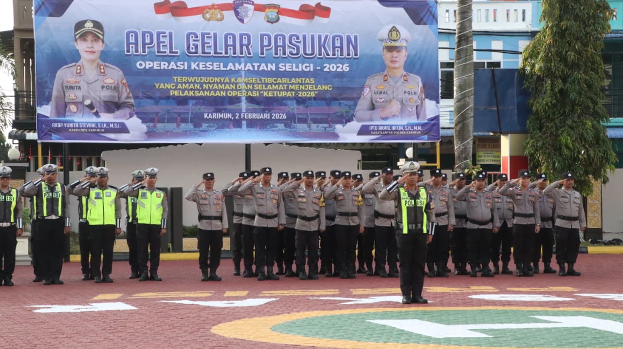 Polres Karimun Melaksanakan Apel Gelar Pasukan Operasi Keselamatan Seligi 2026
