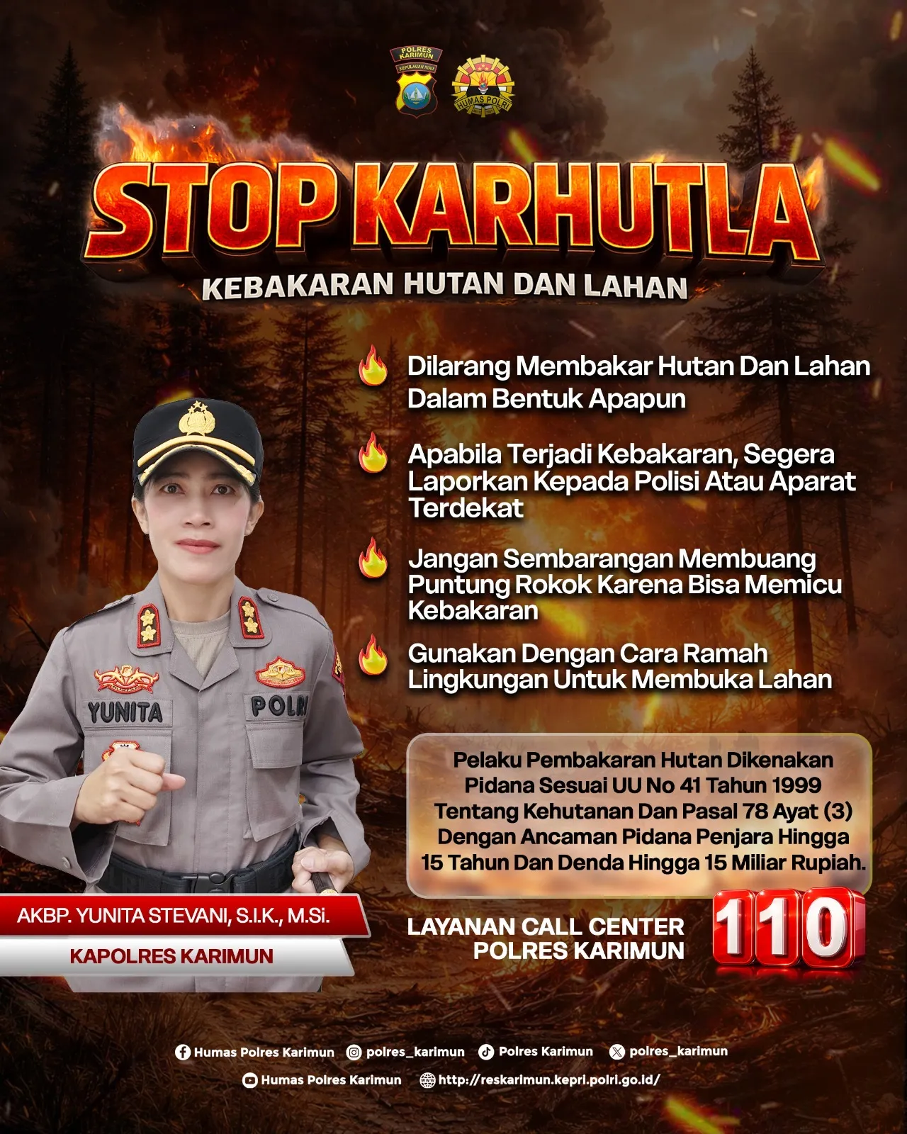 Bahaya Karhutla, Kapolres Karimun Ajak Masyarakat Aktif Cegah Kebakaran Lahan