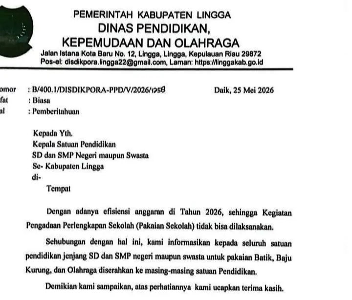 Pengadaan Seragam Sekolah Ditiadakan, Wali Murid Lingga Minta Transparansi Pemda!