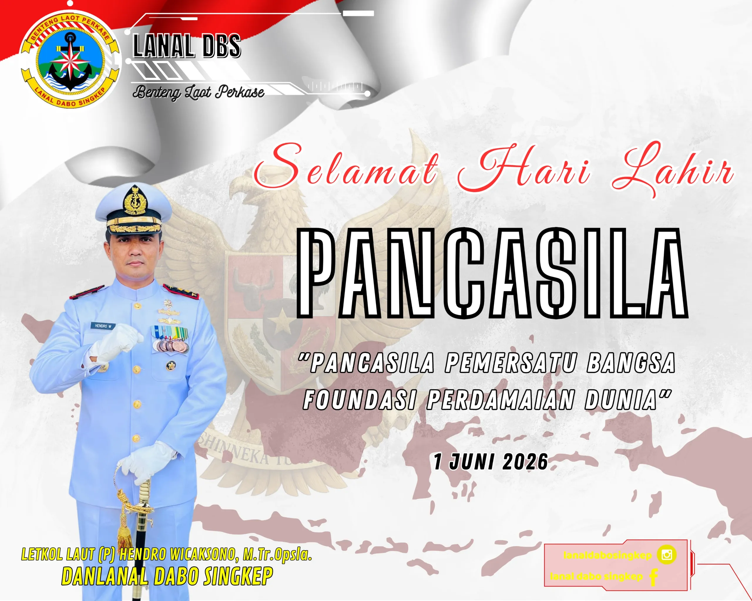 Hari Lahir Pancasila 2026, Danlanal Dabo Singkep Ajak Warga Lingga Perkuat Persatuan