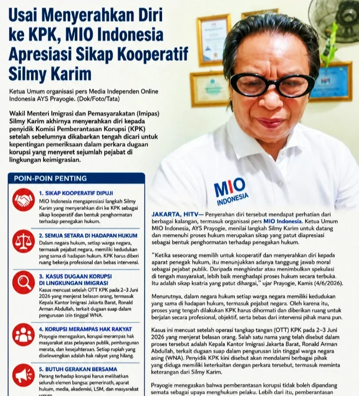 Usai Menyerahkan Diri ke KPK, MIO Indonesia Apresiasi Sikap Kooperatif Silmy Karim
