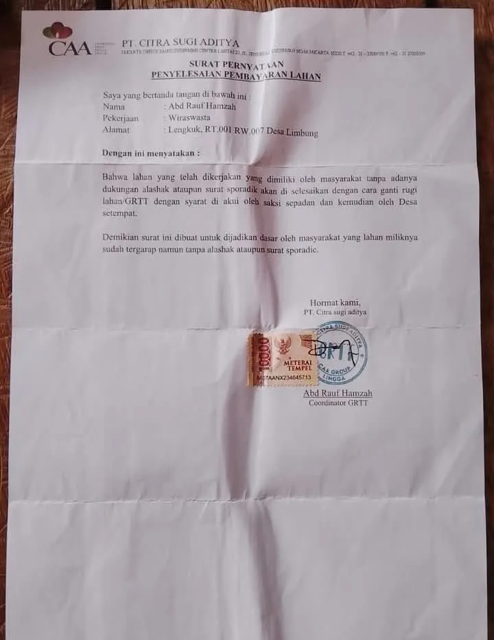 Warga Desa Limbong Pertanyakan Perataan Lahan Kelompok Tani 17 Hektare oleh PT CSA