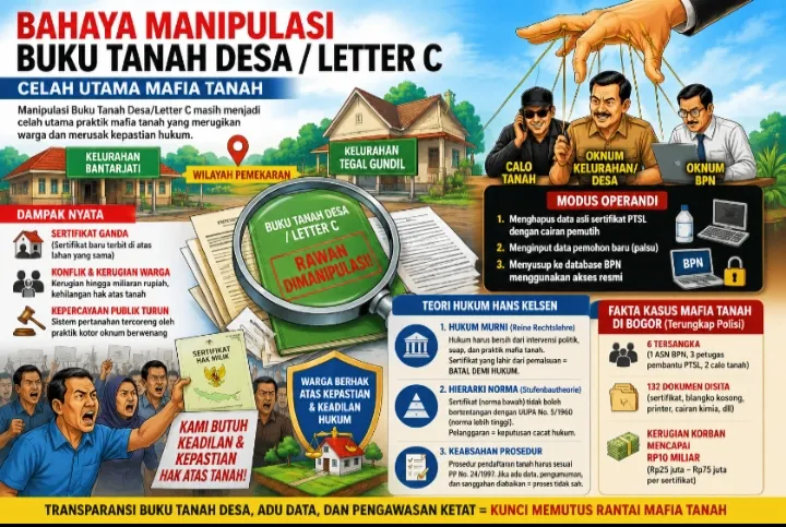 Bahaya Manipulasi Buku Tanah Desa, Peduli Nusantara Tunggal Soroti Celah Praktik Mafia Tanah di Bogor