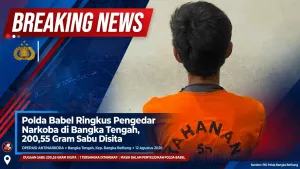 Polda Babel Ringkus Seorang Pengedar Narkoba Di Bangka Tengah, 200,55 Gram Sabu Disita