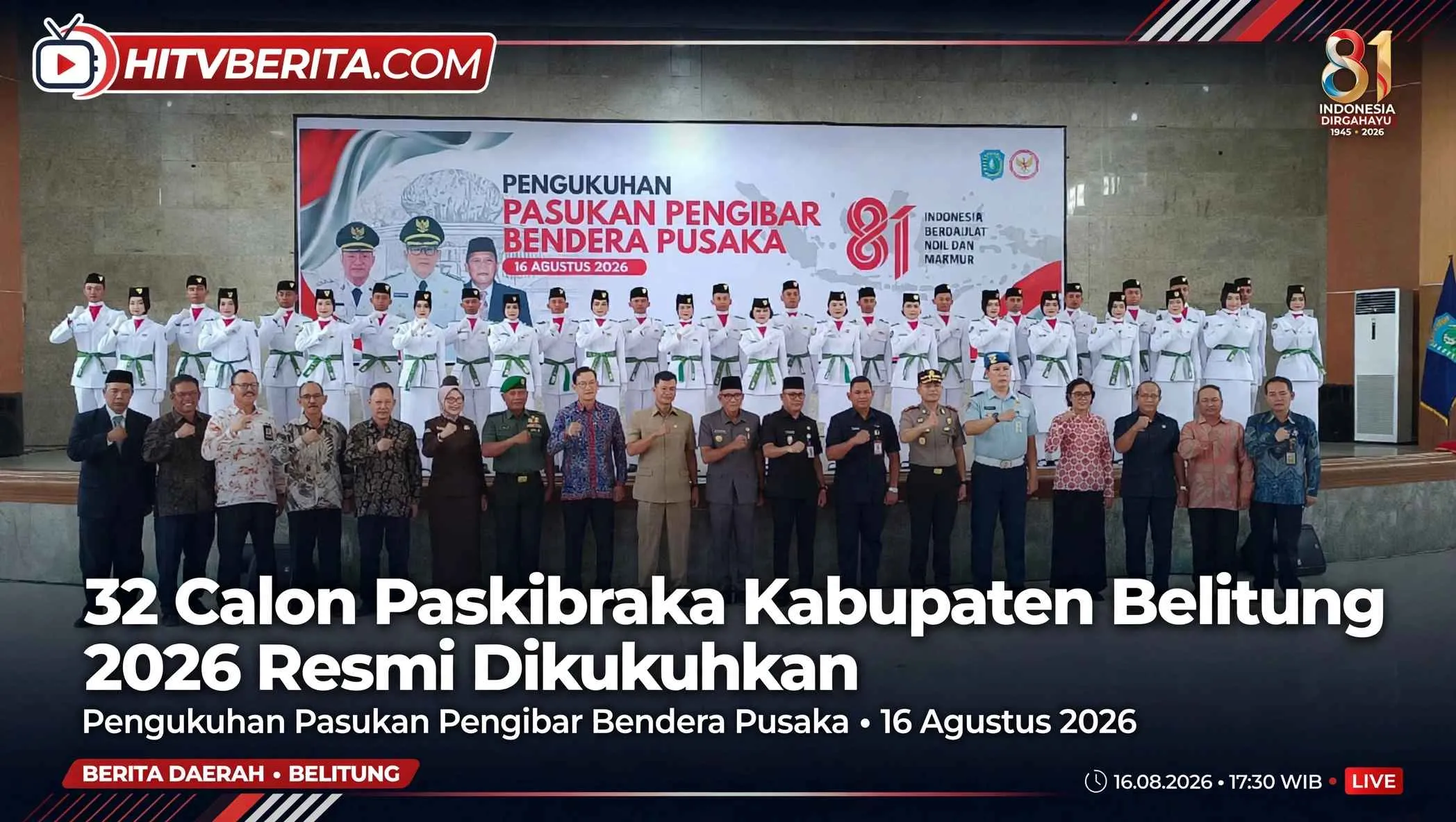 32 Calon Paskibraka Kabupaten Belitung 2026 Resmi Dikukuhkan