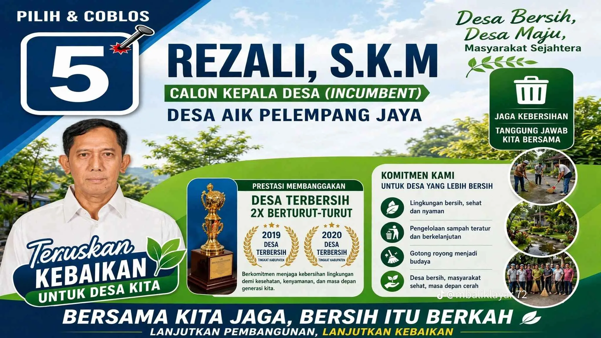 Bawa Bukti 2x Juara Desa Terbersih, Rezali Maju Lagi: “Teruskan Kebaikan Untuk Desa Kita”