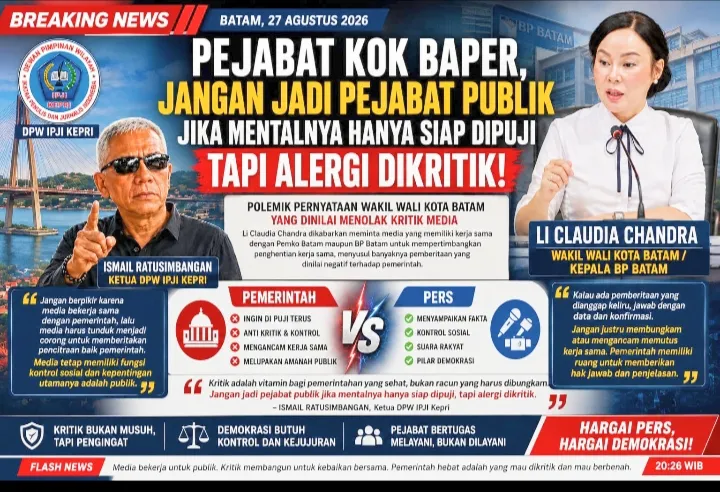 Wawako Batam Disorot Soal Kritik Media, IPJI: Pers Harus Jadi Mitra Kritis dan Konstruktif Pemerintah