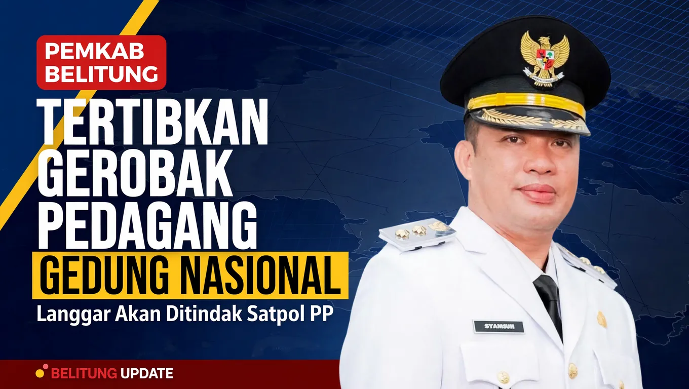 Pemkab Belitung Segera Tertibkan Gerobak Pedagang Gedung Nasional, Langgar Akan Ditindak Satpol PP