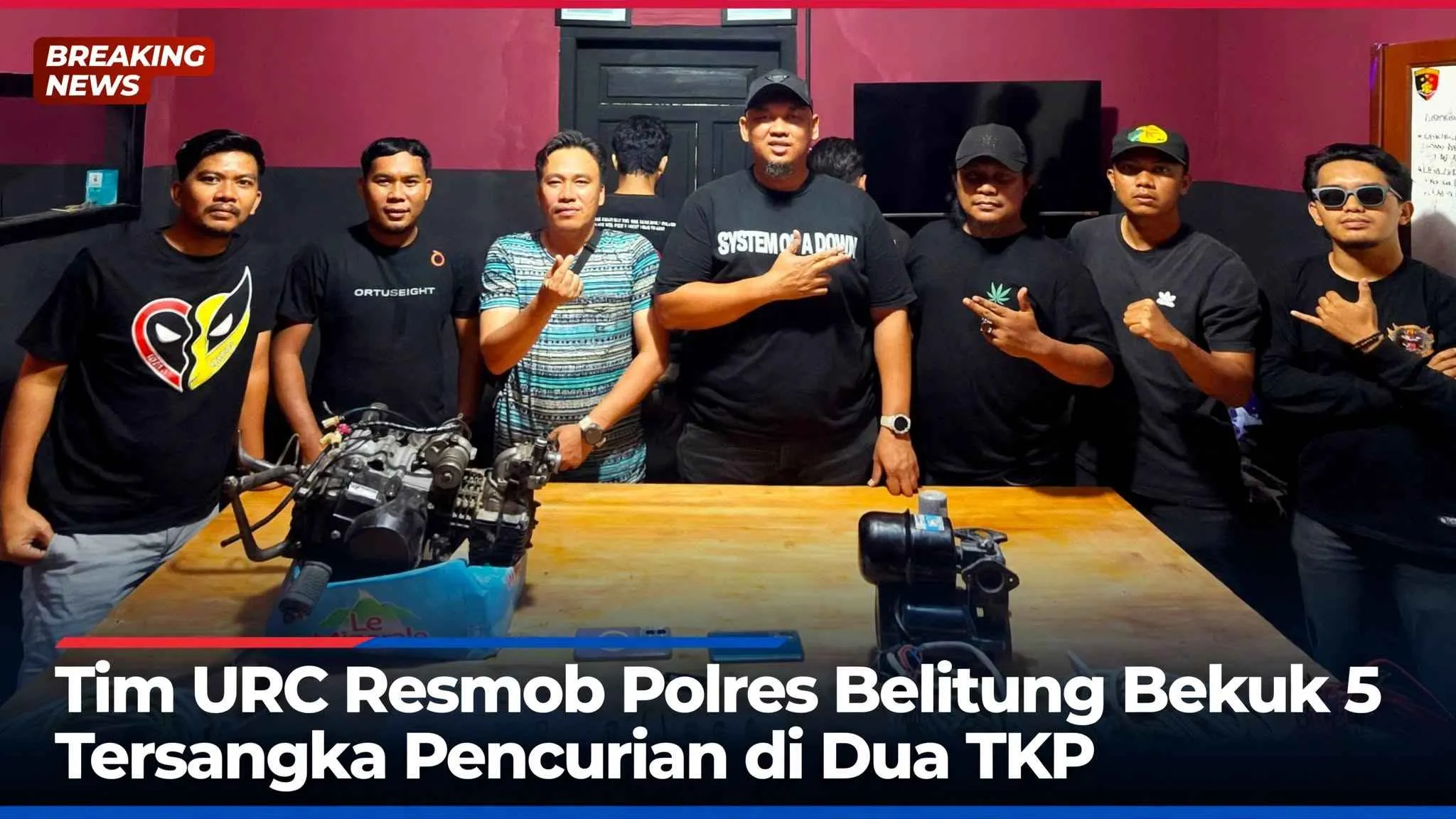 Tim URC Resmob Polres Belitung Bekuk 5 Tersangka Pencurian di Dua TKP