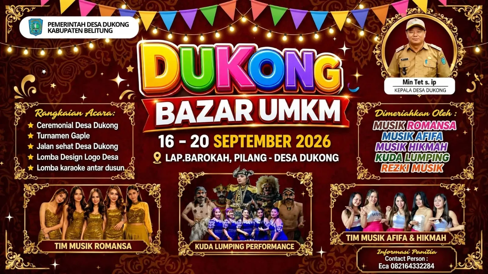 Bukan Bazar Biasa! Desa Dukong Siapkan Festival Kebangkitan Ekonomi 16-20 September di Lapangan Barokah Pilang