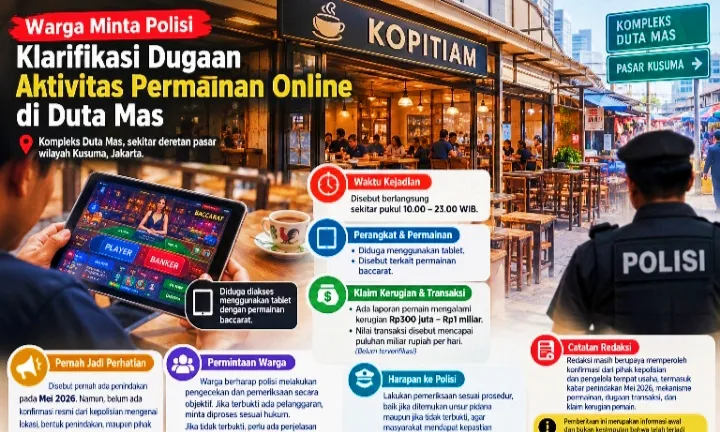 Warga Minta Polisi Klarifikasi Dugaan Aktivitas Permainan Online di Duta Mas