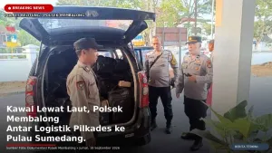 Kawal Lewat Laut, Polsek Membalong Antar Logistik Pilkades ke Pulau Sumedang