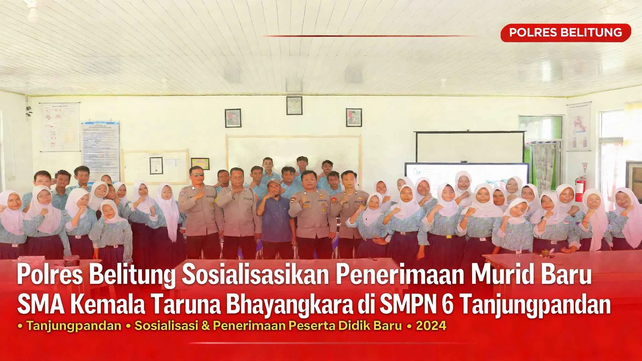 Polres Belitung Sosialisasikan Penerimaan Murid Baru SMA Kemala Taruna Bhayangkara di SMPN 6 Tanjungpandan