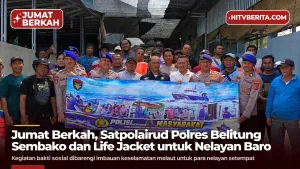 Jumat Berkah, Satpolairud Polres Belitung Bagikan Sembako dan Life Jacket untuk Nelayan Baro