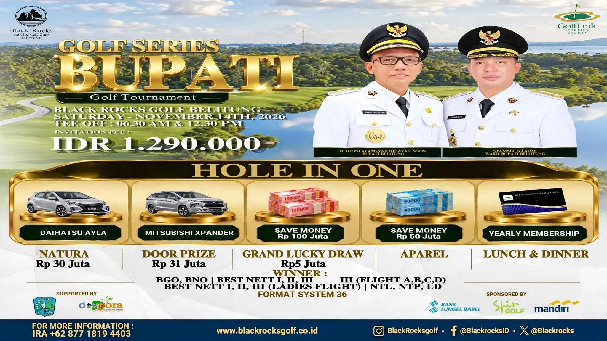 Piala Bupati Belitung 2026 Siap Digelar di Black Rocks Golf, Hadiah Hole in One Mobil Dan Uang Ratusan Juta Rupiah