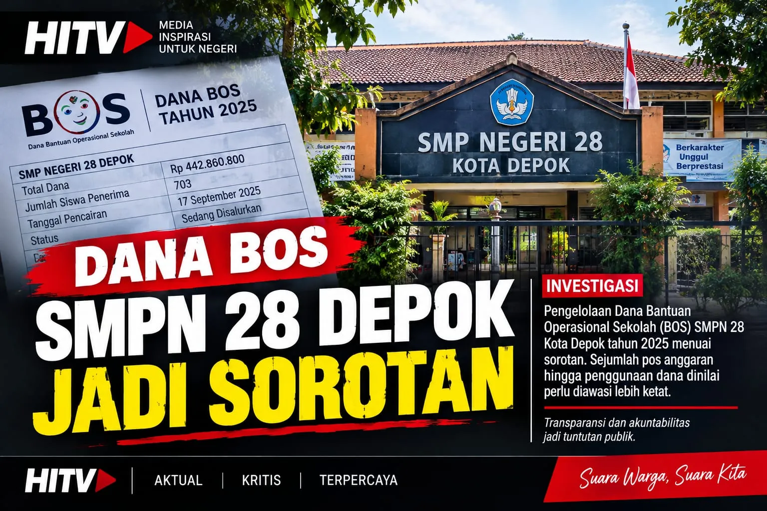” Rp 157 Juta Sarpras SMPN 28 Depok Dipertanyakan, Sekolah Masih Menumpang, Anggaran ke Mana?”