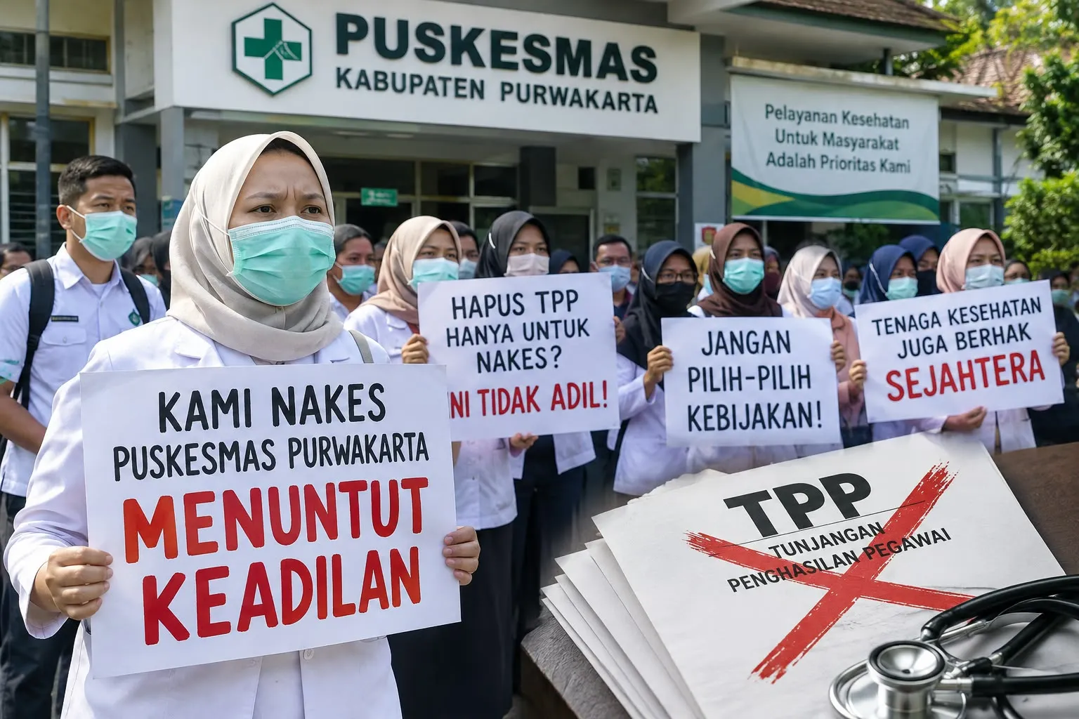 Merasa Diperlakukan Tidak Adil, Ratusan Nakes Puskesmas di Purwakarta Keluhkan Penghapusan TPP.