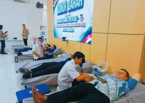 HUT Humas Polri ke-75, Polres Purwakarta Kumpulkan 57 Kantong Darah
