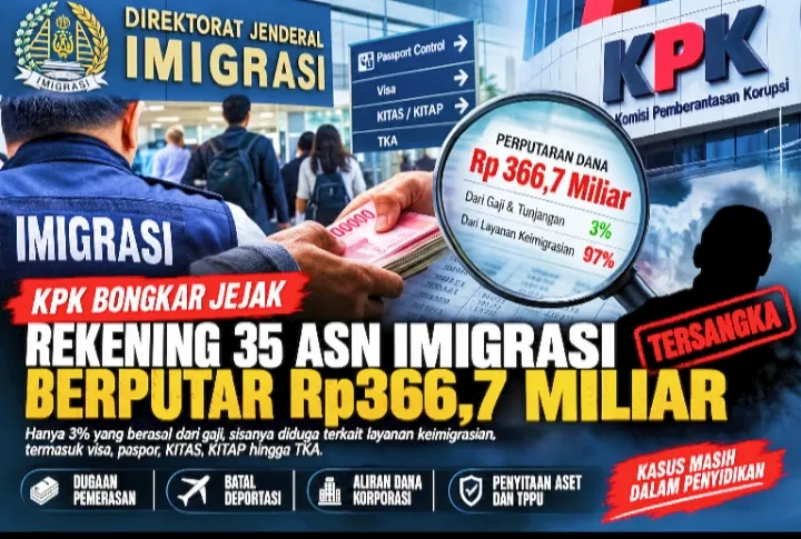 Rekening 35 ASN Imigrasi Berputar Rp366,7 Miliar, KPK Telusuri Jejak Uang di Balik Layanan Keimigrasian