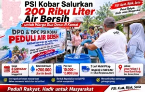 PSI Kobar Distribusikan 200 Ribu Liter Air Bersih untuk Warga Dua Desa di Kumai