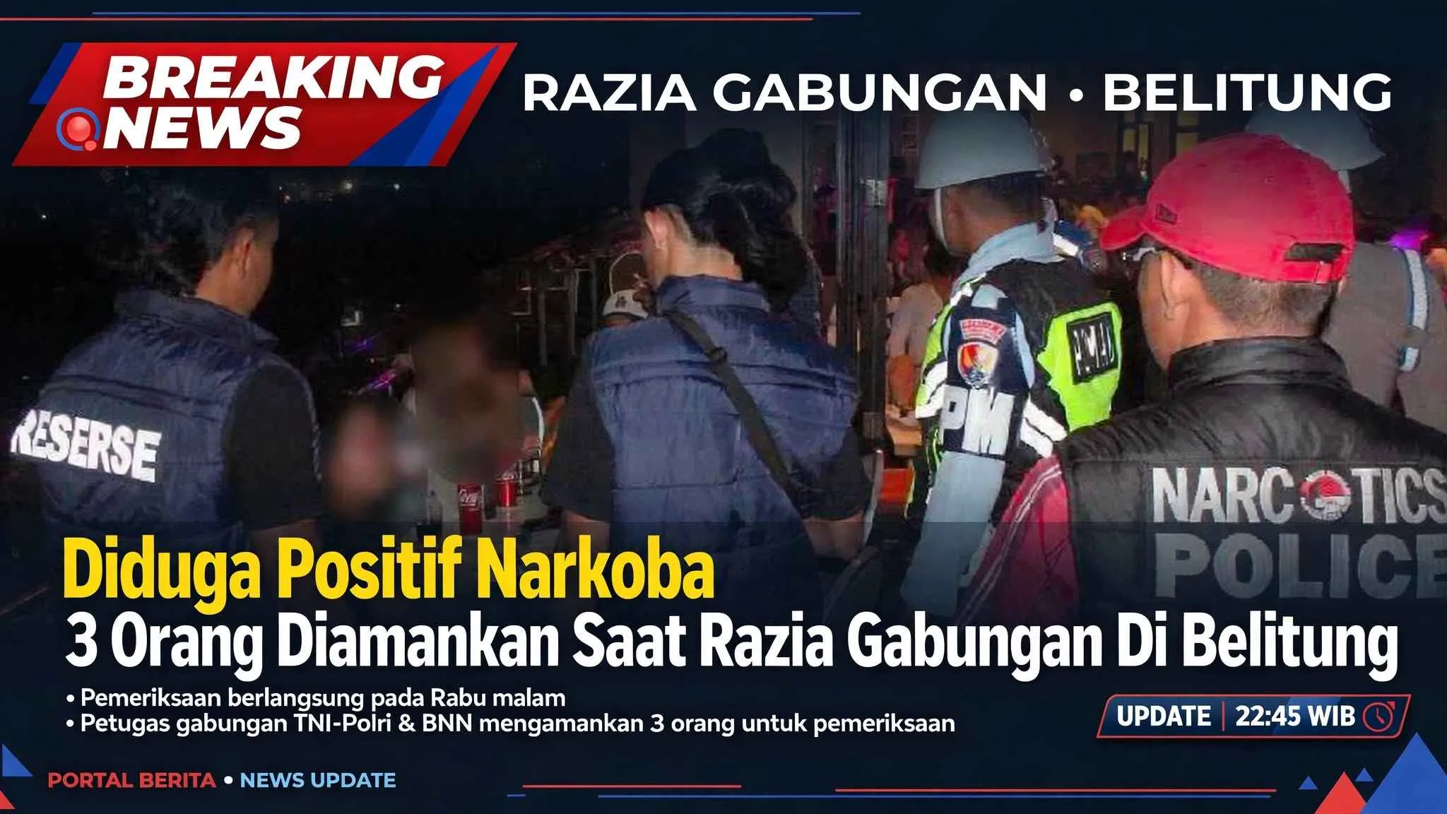 Diduga Positif Narkoba, 3 Orang Diamankan Saat Razia Gabungan di Belitung