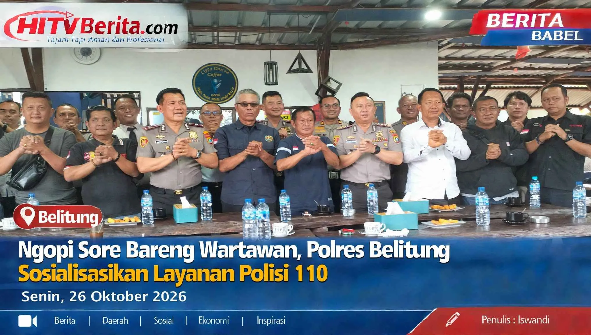 Ngopi Sore Bareng Wartawan, Polres Belitung Sosialisasikan Layanan Polisi 110